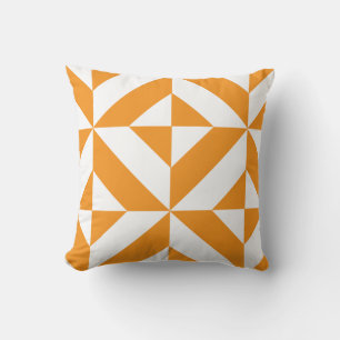 Burnt Orange Geometric Deco Cube Throw Pillow