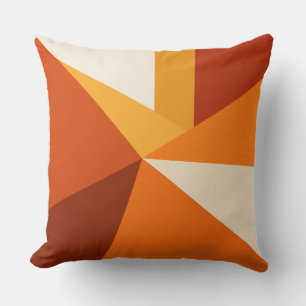 Burnt Orange Geometric Starburst Throw Pillow