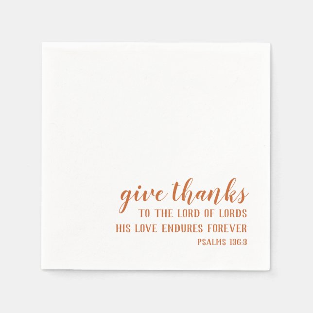 Burnt Orange Give Thanks Religious Thanksgiving Napkin (Front)