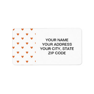 Burnt Orange Glitter Hearts Pattern Label