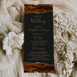Burnt Orange Gold Agate Dark Wedding Program<br><div class="desc">This elegant,  modern wedding program features burnt orange watercolor agate top and bottom borders trimmed with gold faux glitter. The text appears in elegant gold-coloured handwriting and copperplate fonts on an off-black background.</div>