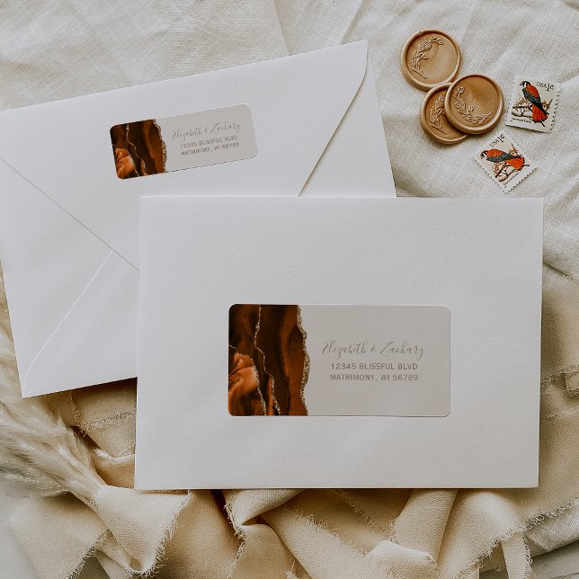Burnt Orange Gold Ivory Wedding Return Address (Creator Uploaded)