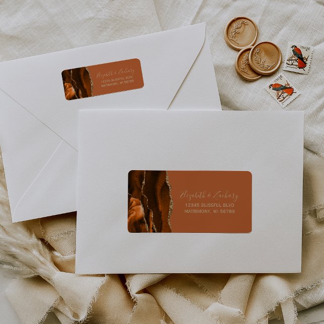 Burnt Orange Gold Wedding Return Address (Creator Uploaded)