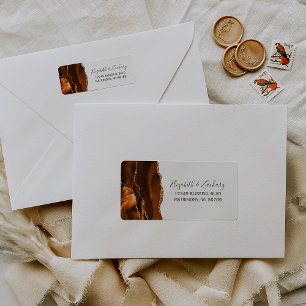Burnt Orange Gold Wedding Return Address Label
