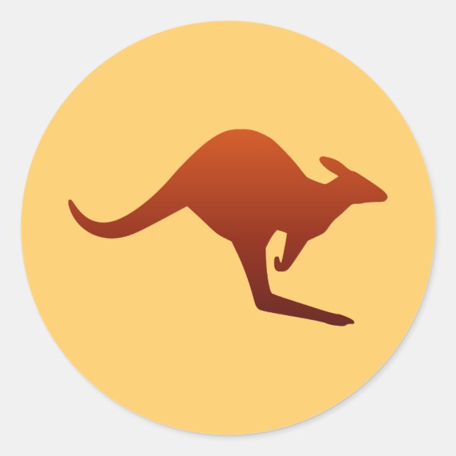 Burnt Orange Gradient Kangaroo Silhouette Classic Round Sticker (Front)