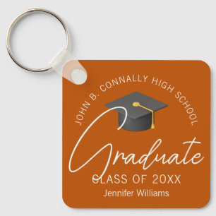 Burnt Orange Graduate Custom 2025 Graduation Keychain