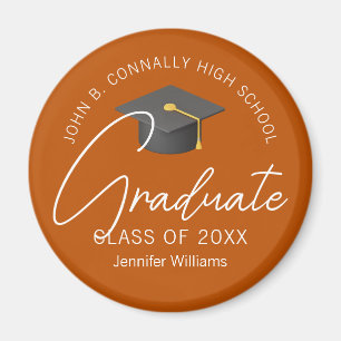 Burnt Orange Graduate Custom Graduation Party Magnet