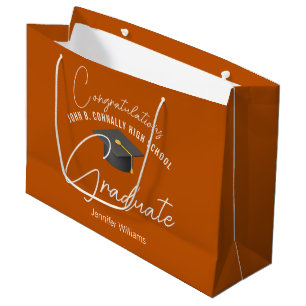 Burnt Orange Graduate Customized Graduation Party Large Gift Bag