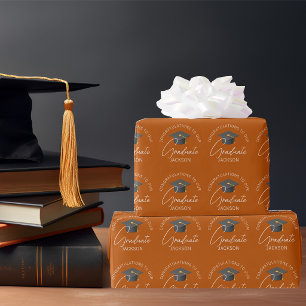 Burnt Orange Graduate Personalized Graduation Wrapping Paper
