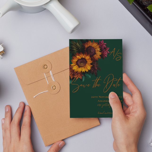 Burnt Orange Green Elegant Wedding Save the Date (Burnt Orange Green Elegant Wedding Save the Date
Invitation)