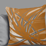 Burnt Orange & Grey Artistic Abstract Ribbons Throw Pillow<br><div class="desc">Burnt orange and grey throw pillow features an artistic abstract ribbon composition with shades of burnt orange and grey with white accents on a trendy burnt orange background. The neutral grey hues compliment the shades of burnt orange to create a stylish abstract design in modern hues that can add a...</div>
