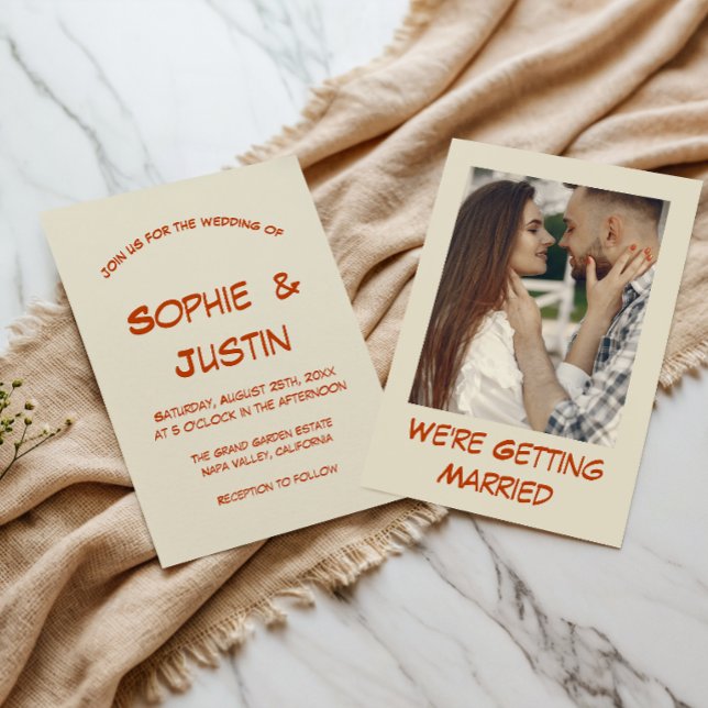 Burnt Orange Handwritten Typography Wedding Invitation (Creator Uploaded)