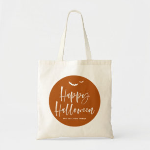 Burnt Orange Happy Halloween Brush Calligraphy Tote Bag