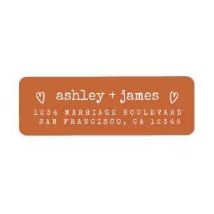 Burnt Orange Heart Couple Return Address