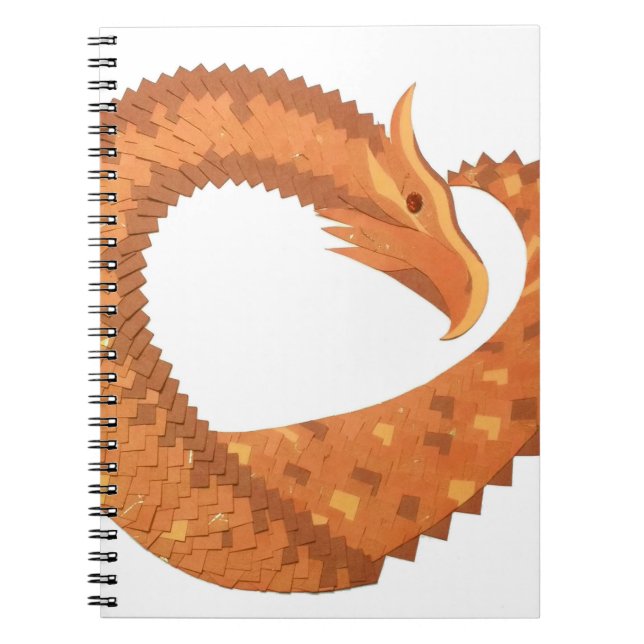 Burnt orange heart dragon on white notebook (Front)