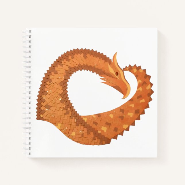 Burnt orange heart dragon on white notebook (Front)