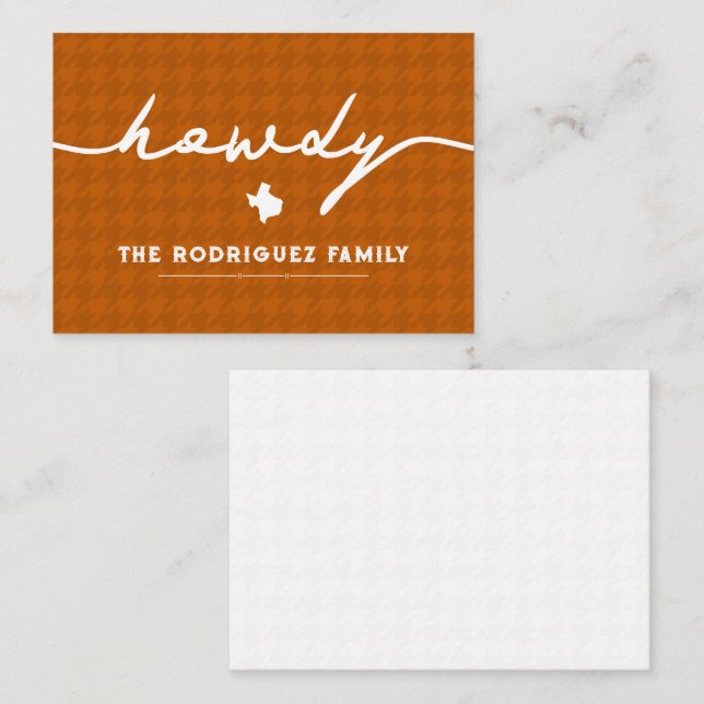 Burnt Orange Howdy Houndstooth Texas Card (Front/Back)