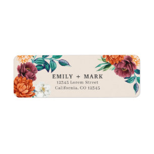 Burnt orange ivory fall wedding return address