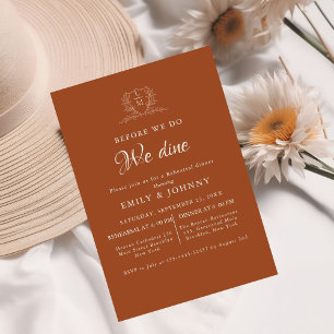 Burnt Orange & Ivory Wedding Rehearsal dinner Invitation