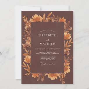 Burnt Orange Leafy Wedding Invitation