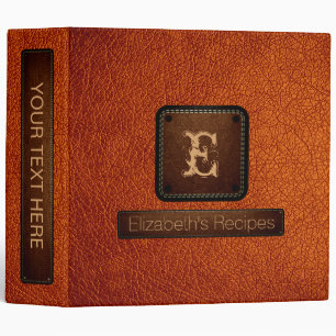 Burnt Orange Leather Elegant Monogram Binder