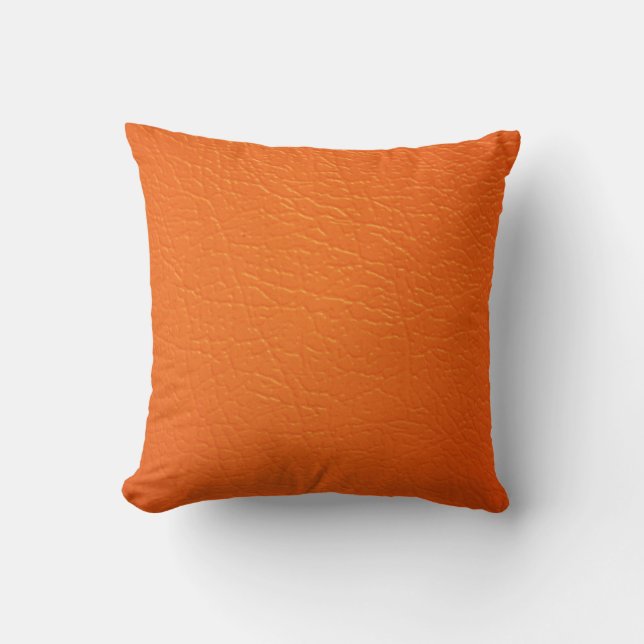 Burnt Orange Leather Look Print Pillow (Front)