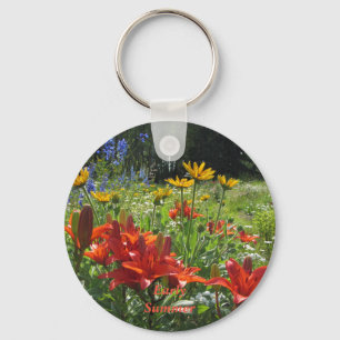 Burnt Orange Lilies, Early Summer Gardens Keychain