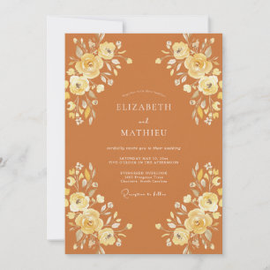 Burnt Orange Luminous Fall Wedding Invitation