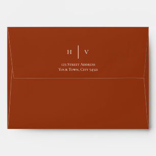 Burnt orange maple leaves wedding envelope