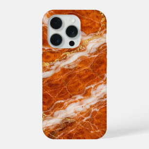 Burnt Orange Marble with White Swirls & Gold Veins iPhone 15 Pro Case