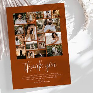 Burnt Orange Mariage Photo Collage Carte de remerc