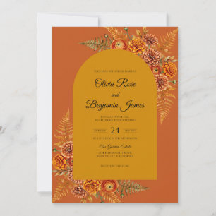 Burnt Orange Marigold Eucalyptus Wedding Invitation