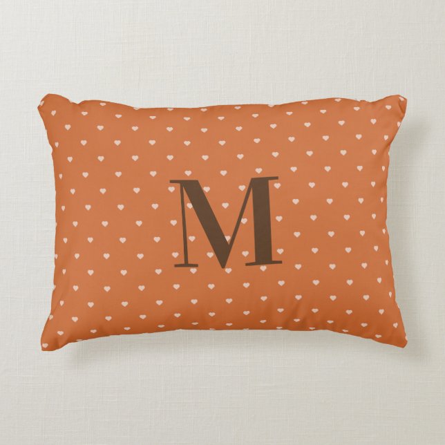 Burnt Orange Mini Hearts Background Personalized Accent Pillow (Front)