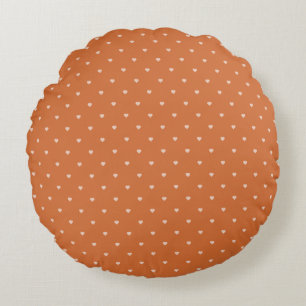 Burnt Orange Mini Hearts Background Round Pillow