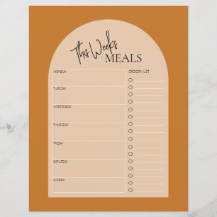 Burnt Orange Minimal Text Weekly Meal Planner