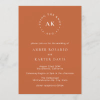 Burnt Orange Minimal Tying The Knot Monogram