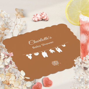 Burnt Orange Minimalist Boho Baby Shower Paper Coaster