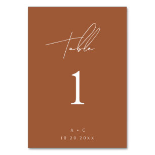 Burnt Orange Minimalist Modern Wedding Table Card