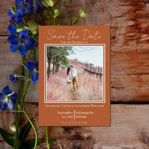 Burnt Orange Minimalist Photo Save The Date