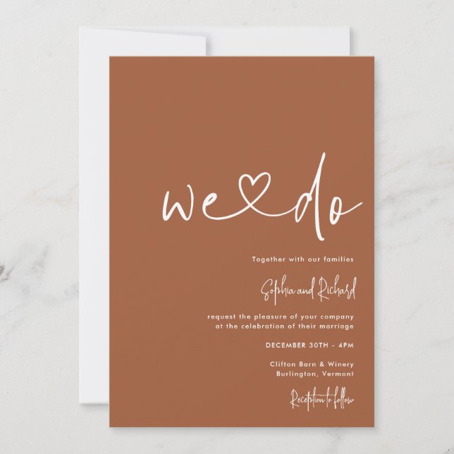 Burnt Orange Minimalist Script Modern Wedding  Invitation (Front)