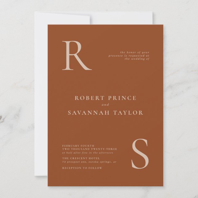 Burnt Orange Minimalist Wedding Invitation (Front)