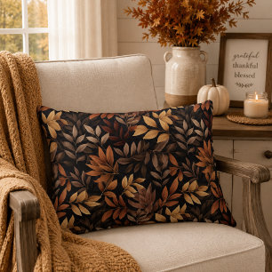 Burnt Orange Mocha Brown Elegant Autumn Leaves Accent Pillow