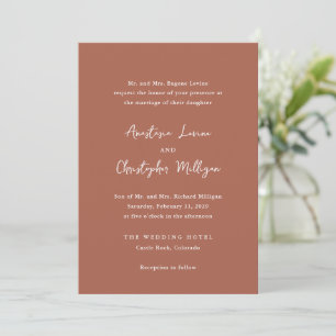 Burnt Orange Modern Handwriting Elegant Wedding Invitation