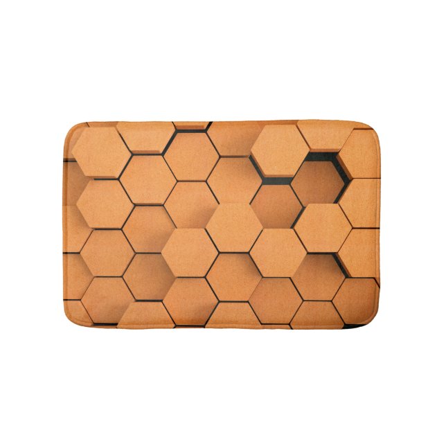 Burnt Orange Modern Hexagonal Contemporary Bath Mat (Front)
