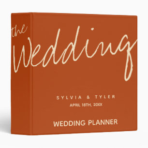 Burnt Orange Modern Minimalist Wedding Planner Binder