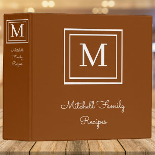 Burnt Orange Modern Monogram Recipe Binder