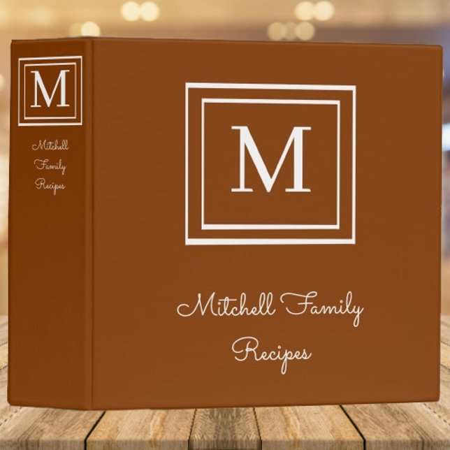 Burnt Orange Modern Monogram Recipe Binder (Burnt Orange Modern Monogram Recipe Binder)