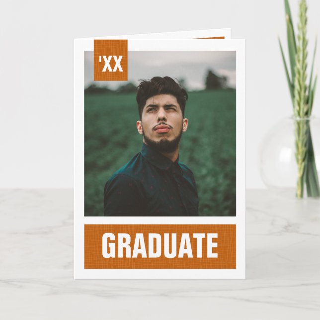 Burnt Orange Modern Textured Photo Graduation Invitation (Front)