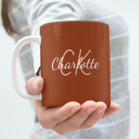 Burnt orange monogram initials name