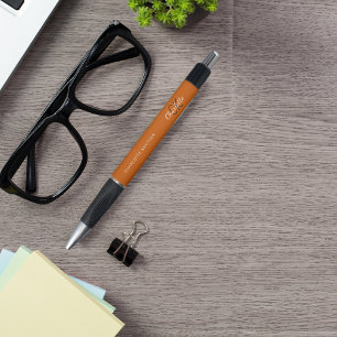 Burnt orange monogram name script pen